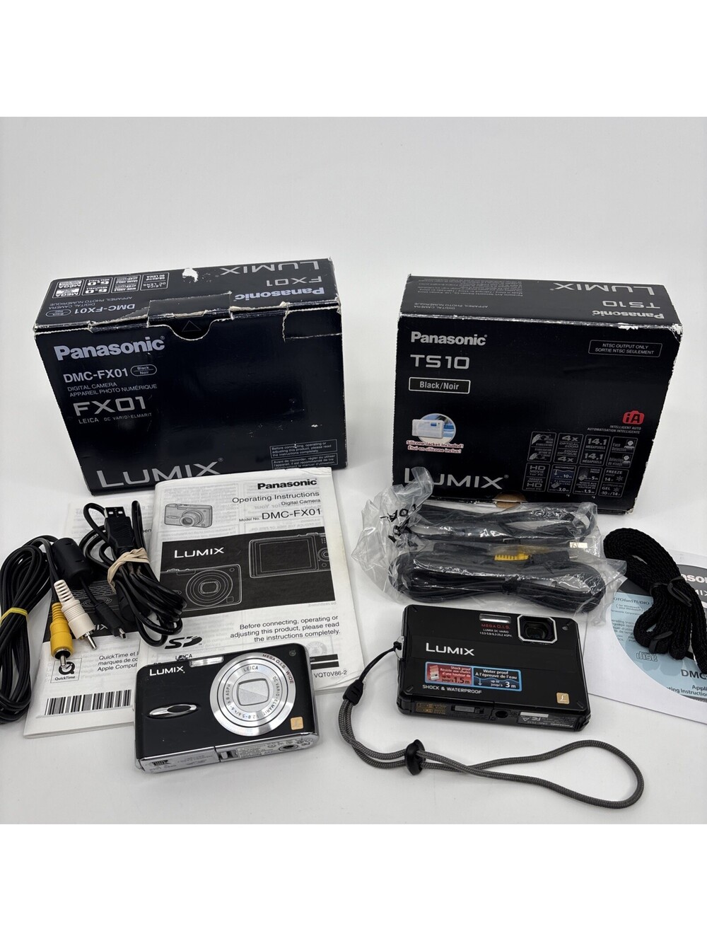 Panasonic Lumix DMC-TS10 Waterproof & DMC-FX01 Digital Camera Lot Of 2 Untested